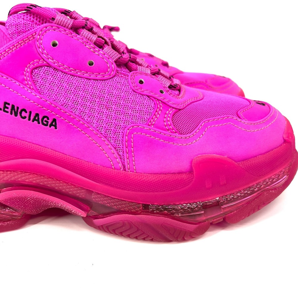 Balenciaga Triple S Sneakers Shoes Mens Size 41 Clear Sole Pink Logo Lace Up NEW - Picture 10 of 15